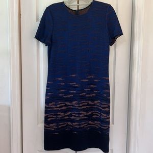 St.John blue sunset jacquard knit dress